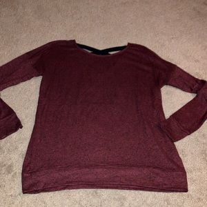 Red Soft Knit Long Sleeve with Black Crisscross Back Detail